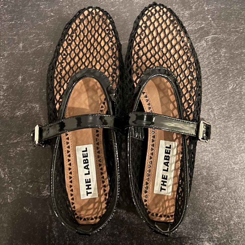 Taija Black Mesh Ballet Flats - Size 38 / 7.5